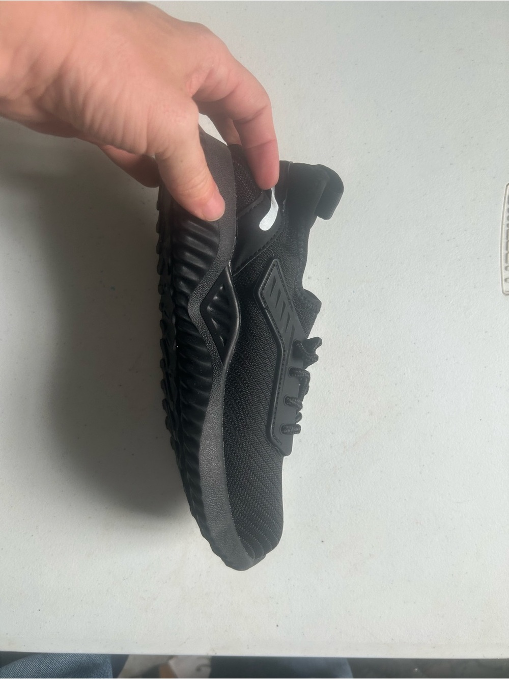 Men's Black Knit Sneakers with Red Detail - Picture 4 of 12